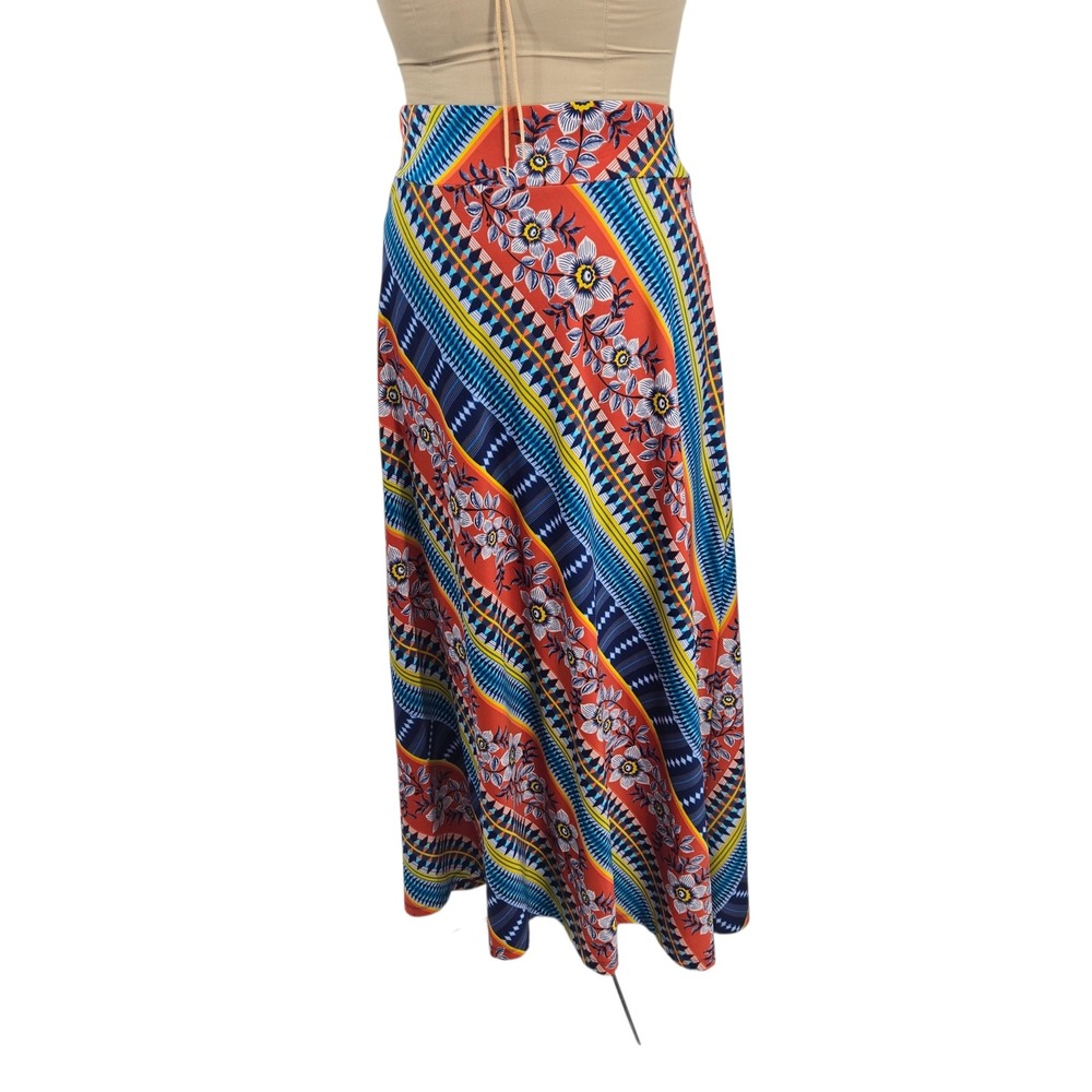 John Paul Richard Maxi Skirt Womens Large Floral Geometric Boho Stretch Casual